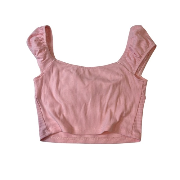 Y2K Light Pink Cinched Baby Doll Milkmaid Off Shoulder Top coquette cottagecore - Picture 3 of 6